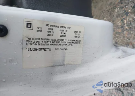 1998 Chevrolet Cavalier from USA, damaged, VIN 1G1JC5245W7227766